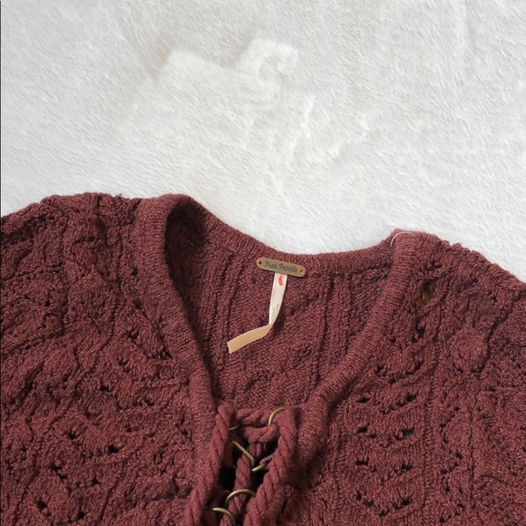 Free People Maroon Lace-Up Knitted Sweater - Picture 6 of 8